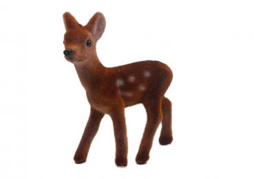 Braunes klassisches Bambi, beflockt, mit weissen Punkten, Höhe ca 8 cm